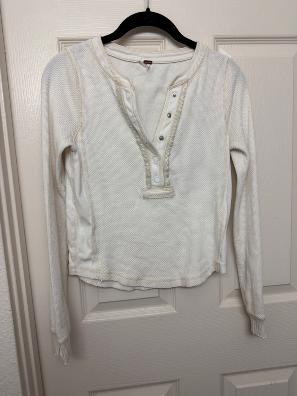 Free people y2k waffle henley top